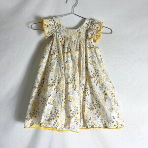Shabby Chic Toddle Dress Yellow Flowers 4T Ruffle Sleeve